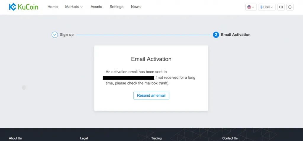 kucoin メール確認