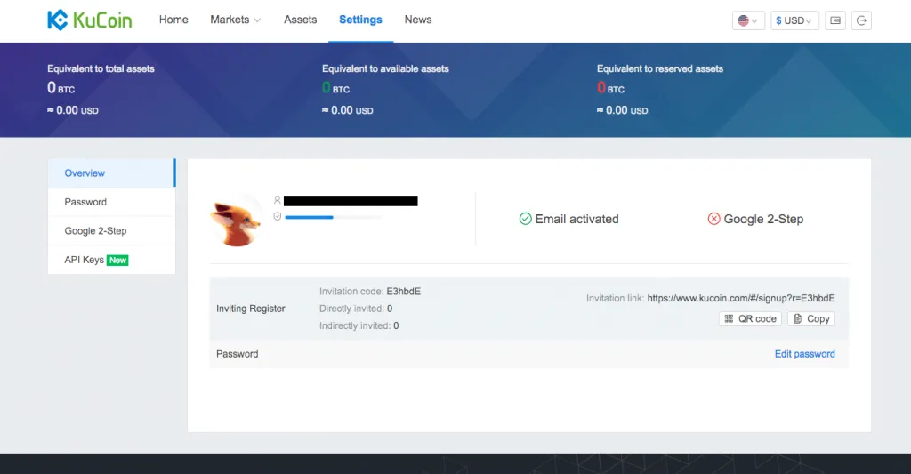 kucoin メール確認後